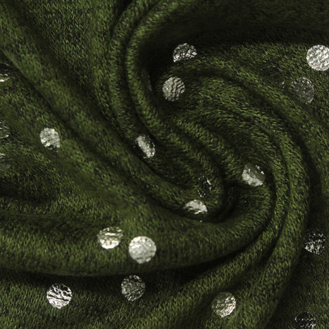 Silver Dots Jersey Knit, Viscose-Poly