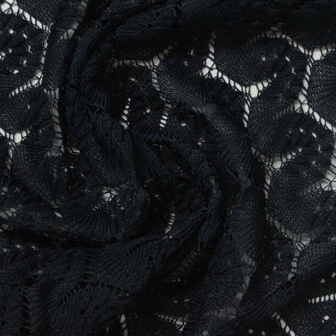 Black Openwork Lace, Polyester, 132 gsm