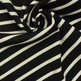Black Horizontal-Stripe Ponte Knit, Viscose-Poly — photo 2