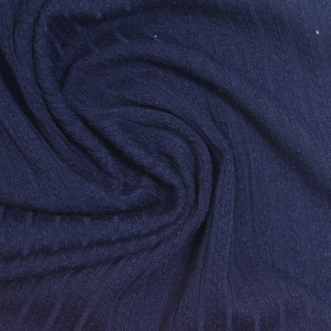 Dark Blue Tone-on-Tone Rib Knit, Polyester