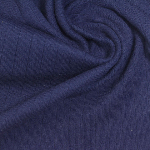 Jacquard Cotton Stretch Pointelle Knit Fabric, 160 gsm, 165 cm — Navy