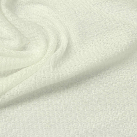 Polyester Viscose Waffle Knit Fabric, 140 gsm, 160 cm — White