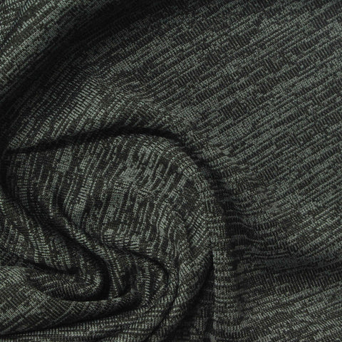 Dark Grey Marl Rib Knit, Polyester, 185 gsm