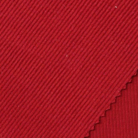 Viscose Acrylic Stretch Rib Knit Fabric, 260 gsm, 165 cm — Red