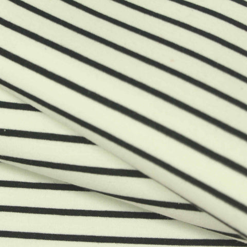 Black Horizontal-Stripe Scuba Knit, Viscose-Nylon