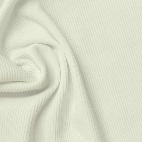 Cotton Stretch Rib Knit Fabric, 280 gsm, 130 cm — White