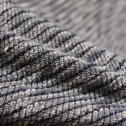 Dark Grey Textured-Stripe French Terry