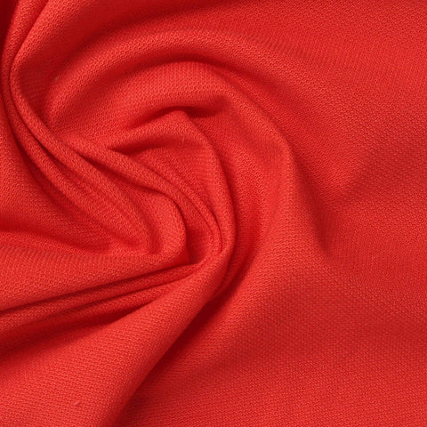 Cotton Polyester Piqué Knit Fabric, 240 gsm, 165 cm — Red