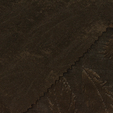 Dark Brown Tone-on-Tone Leaf Pointelle Knit, Polyester