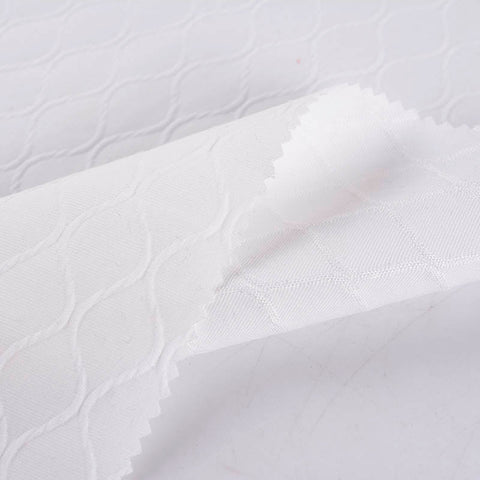 White Geometric Jacquard, Poly-Cotton, 175 gsm