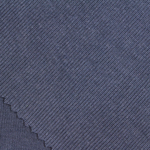 Heathered Blue Marl Rib Knit, Poly-Cotton