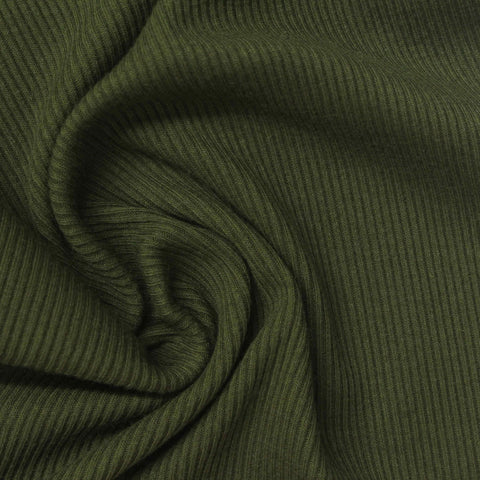 Olive Rib Knit, Cotton-Poly
