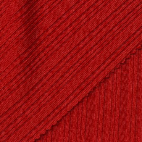 Tencel Lyocell Stretch Rib Knit Fabric, 300 gsm, 142 cm — Red