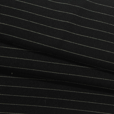 White Horizontal-Stripe Ponte Knit, Viscose-Nylon, 380 gsm