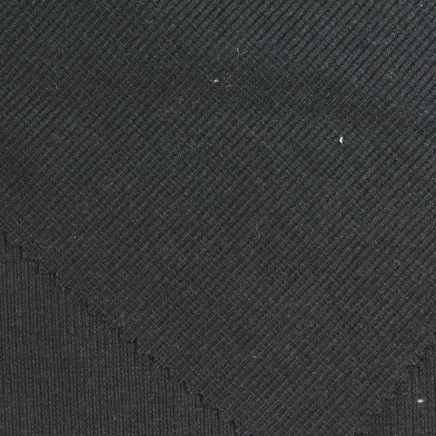 Polyester Cotton Stretch Rib Knit Fabric, 400 gsm, 140 cm — Black