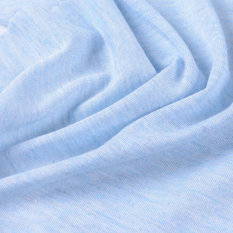 Light Blue Marl Jersey Knit, Poly-Linen, 135 gsm