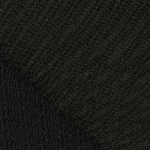 Polyester Stretch Rib Knit Fabric, 283 gsm, 165 cm — Black