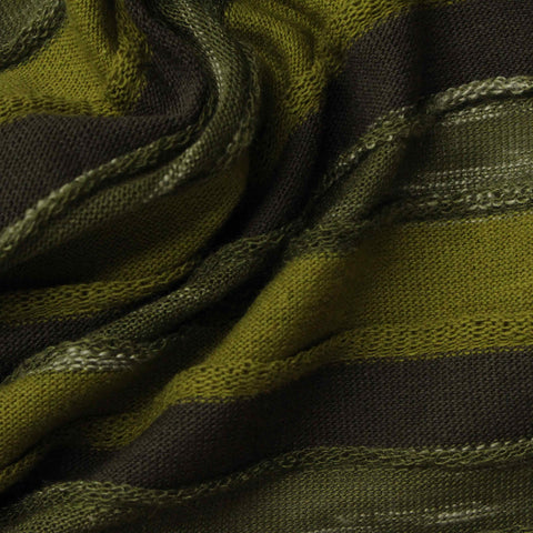 Green Horizontal-Stripe Knit, Cotton, 180 gsm