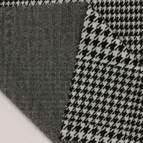 Black Houndstooth Jacquard, Poly-Viscose, 225 gsm