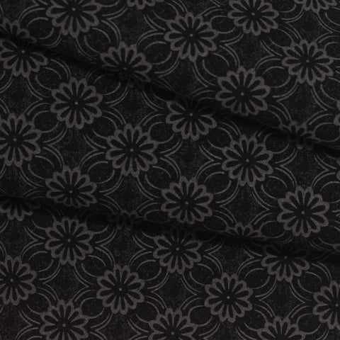 Dark Grey Floral Jacquard, Poly-Viscose, 240 gsm