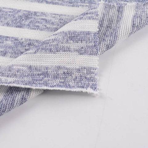 White Vertical-Stripe Knit, Poly-Cotton