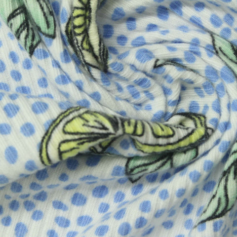 Yellow Leaves Rib Knit, Polyester