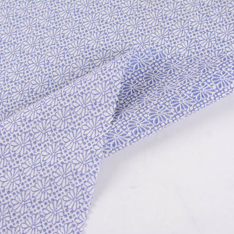 Blue Floral Jacquard, Poly-Cotton