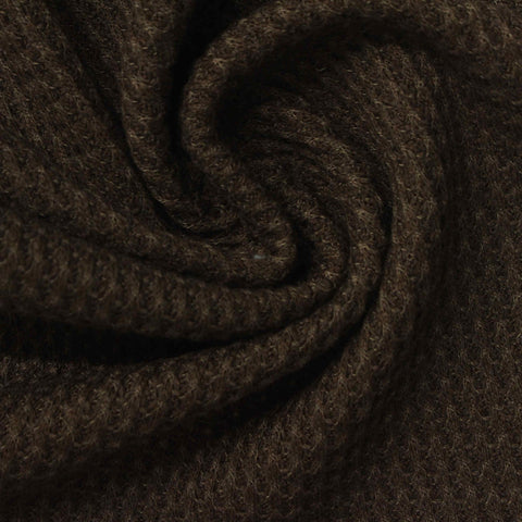 Brushed Viscose Polyester Stretch Waffle Knit Fabric, 220 gsm, 160 cm — Brown