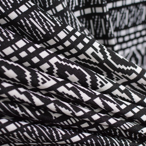 Black Horizontal-Band Knit, Polyester, 160 gsm