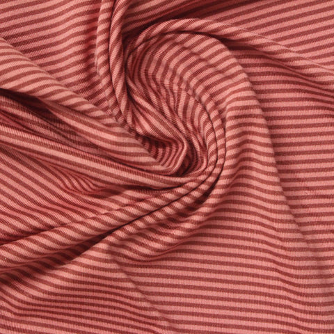 Red Horizontal-Stripe Jersey Knit, Polyester, 142 gsm