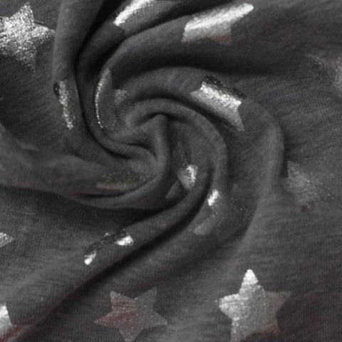 Silver Stars Jersey Knit, Cotton-Poly