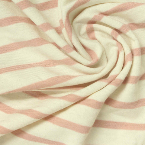 Cream Stripes Jersey Knit, Cotton-Poly, 172 gsm