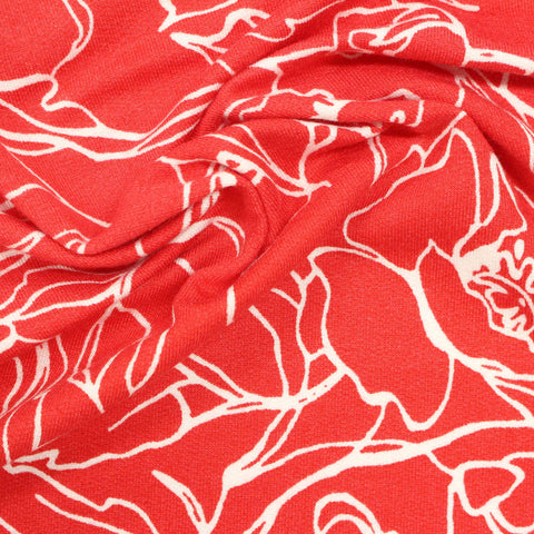 White Floral French Terry, Viscose