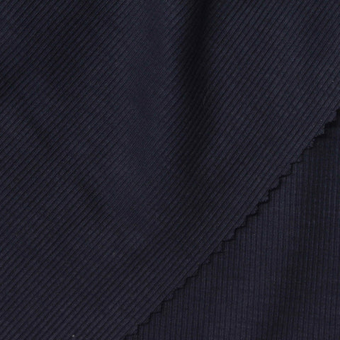 Tencel Lyocell Acetate Stretch Rib Knit Fabric, 215 gsm, 160 cm — Navy