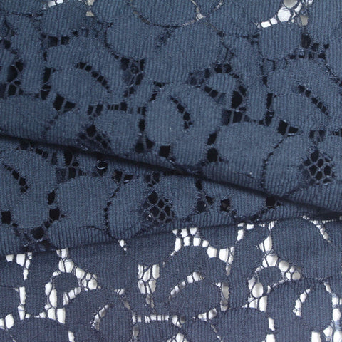 Navy Floral Lace, Cotton-Nylon