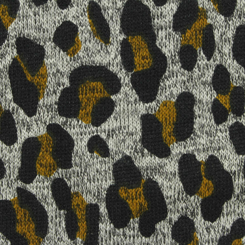 Black Leopard Chunky Knit, Viscose-Poly, 210 gsm