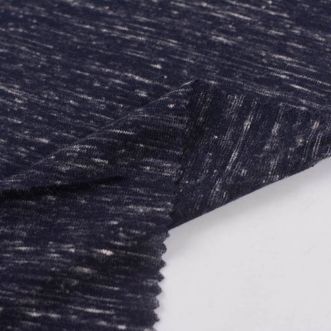 Dark Blue Marl Jersey Knit, Poly-Cotton, 122 gsm