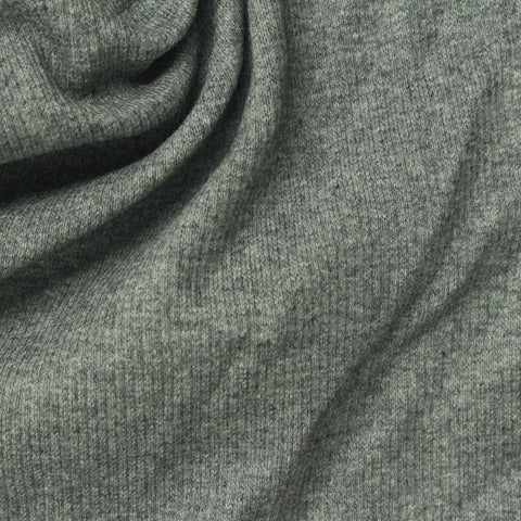 Grey Marl Rib Knit, Cotton, 380 gsm