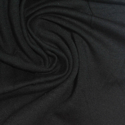 Brushed Viscose Stretch French Terry Fabric, 250 gsm, 155 cm — Black