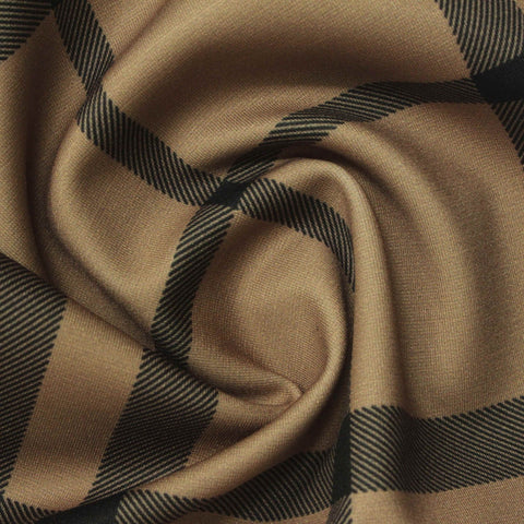 Black Plaid Sateen, Polyester