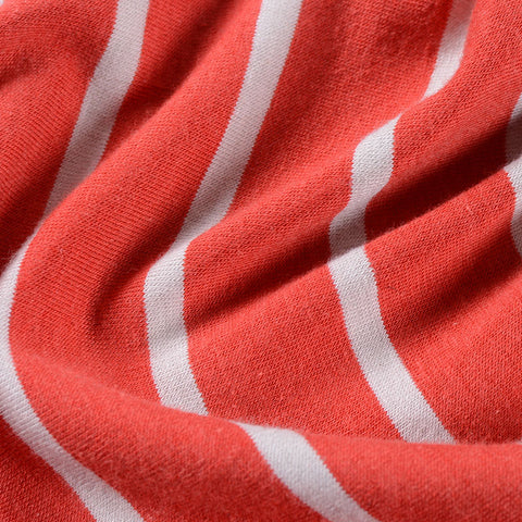 Orange Horizontal-Stripe Jersey Knit, Viscose-Cotton