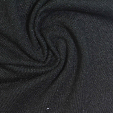 Cotton Polyester Stretch French Terry Fabric, 250 gsm, 180 cm — Black