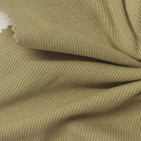 Light Khaki Ribbed Rib Knit, Cotton-Poly