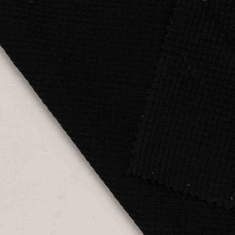 Cotton Polyester Stretch Rib Knit Fabric, 180 gsm, 135 cm — Black