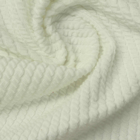 Jacquard Polyester Stretch Rib Knit Fabric, 370 gsm, 150 cm — Beige