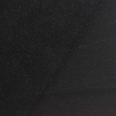 Brushed Cotton Polyester French Terry Fabric, 270 gsm, 180 cm — Black