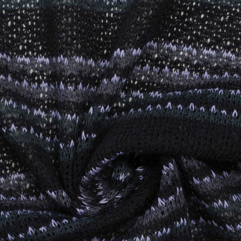 Black Horizontal-Stripe Chunky Knit, Polyester, 188 gsm