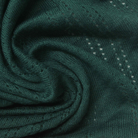 Dark Green Fine-Eyelet Rib Knit, Poly-Viscose