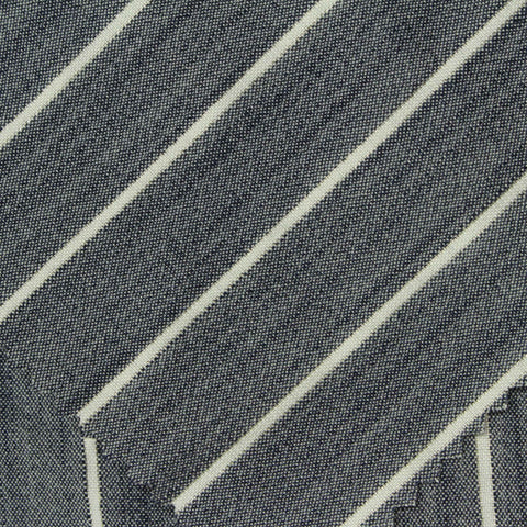 White Vertical-Stripe Woven, Viscose-Poly