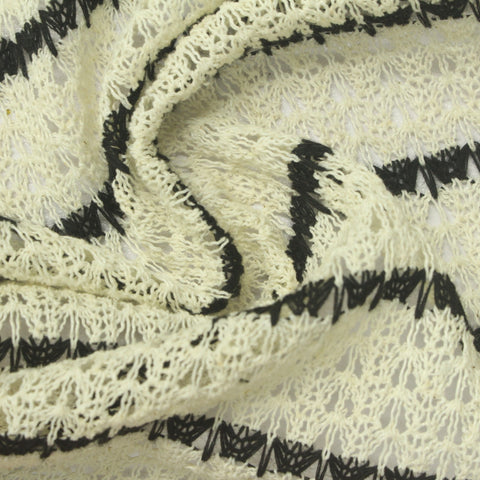 Black Horizontal-Stripe Rib Knit, Polyester, 165 gsm